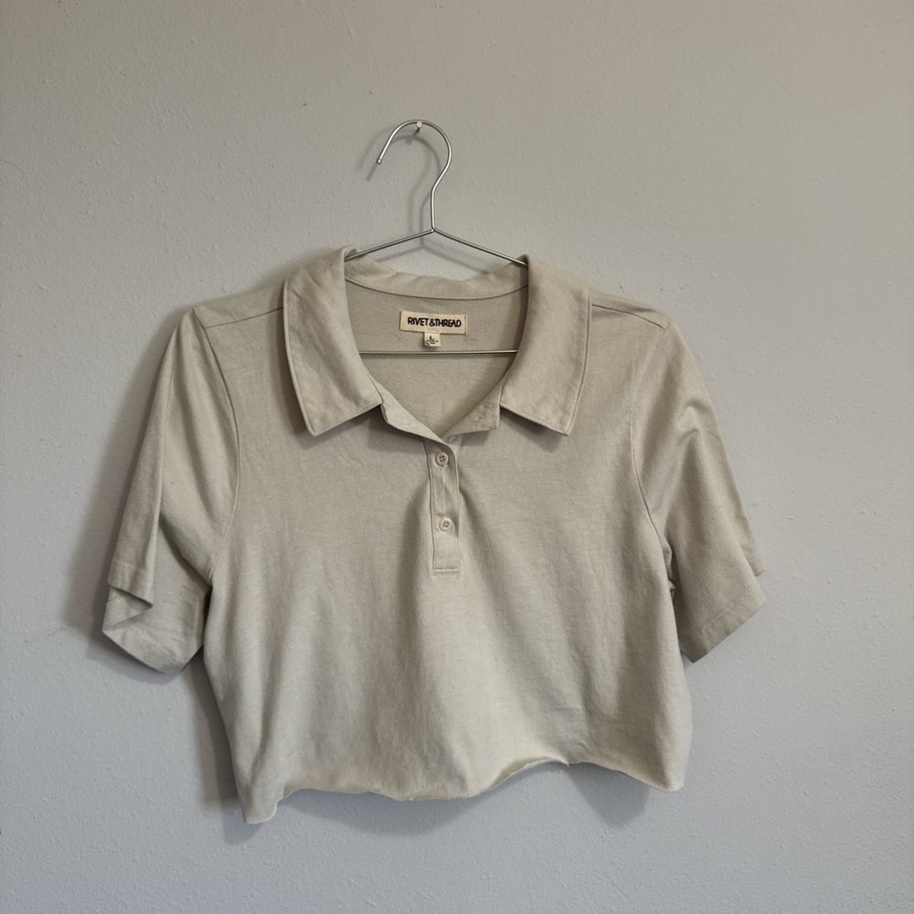 Cream Polo Crop Top